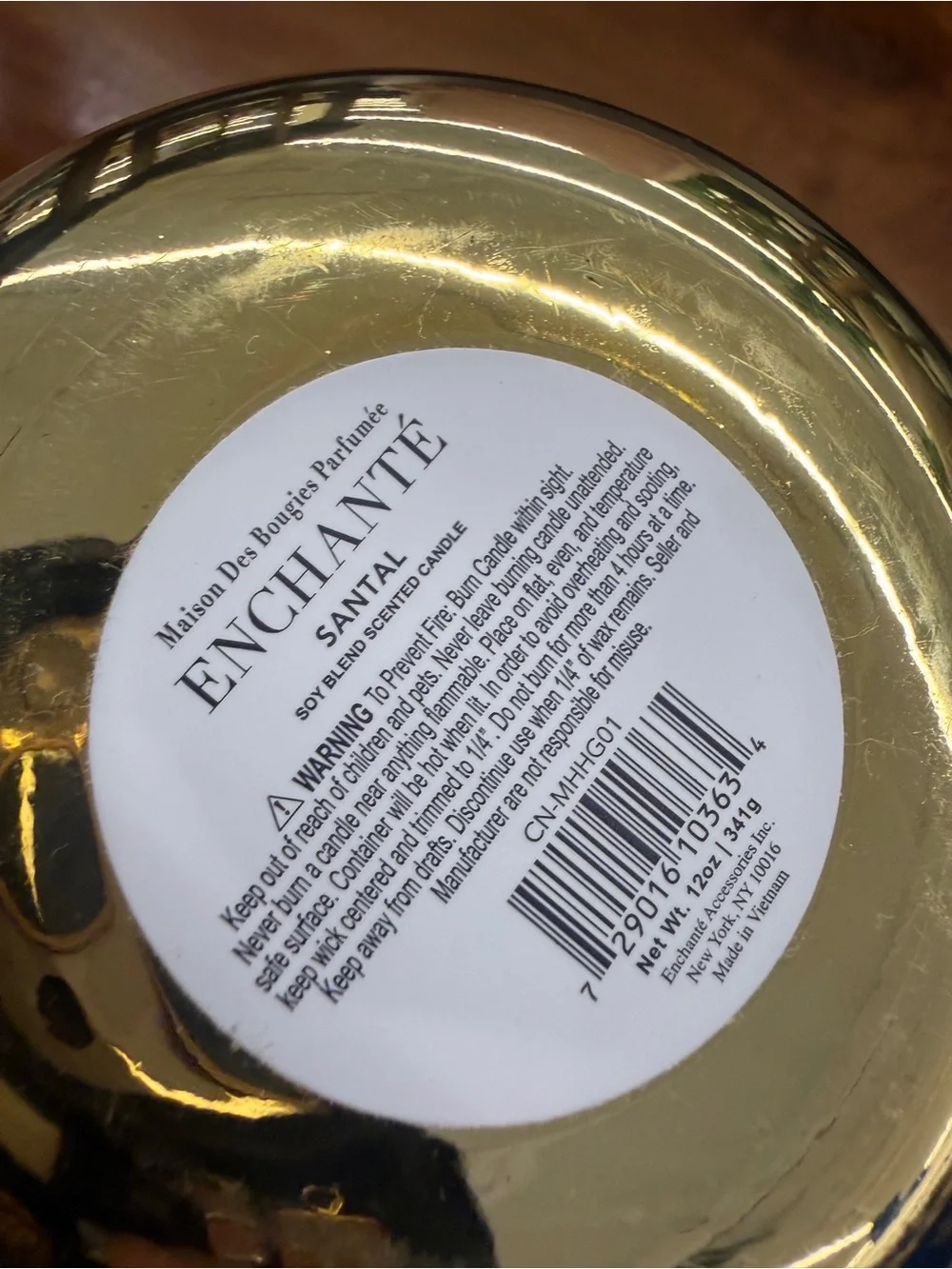 New two wick soy blend Madison Gold Metallic Santal Decorative Candle luxury